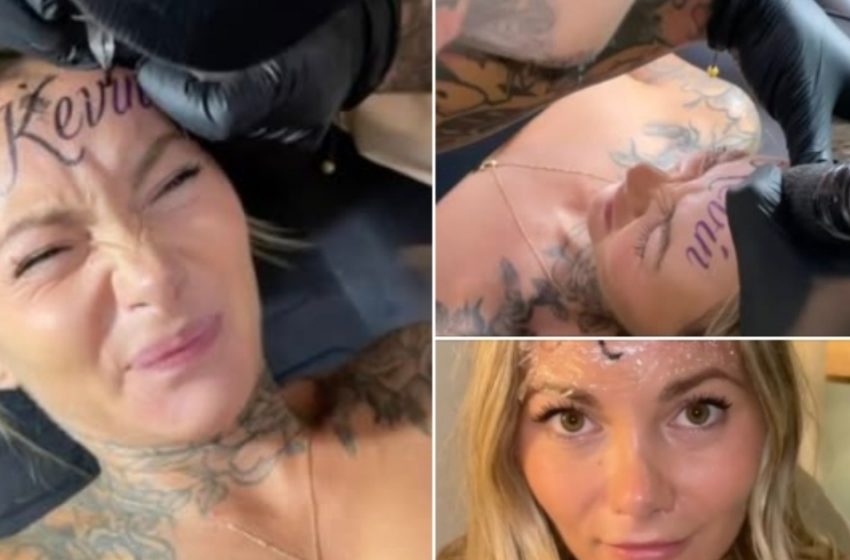 Woman Sparks Outrage After Tattooing Boyfriend’s Name Across Her Forehead!: Love or Regret?