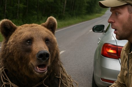 On the road I noticed a bear that got tangled in a net and couldn’t get out: I stopped and helped the bear, but then something unexpected happened.