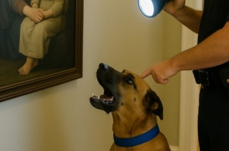During a house search, a dog began barking loudly at an old painting. When the police took it down, they couldn’t believe what they found — it made their blood run cold.