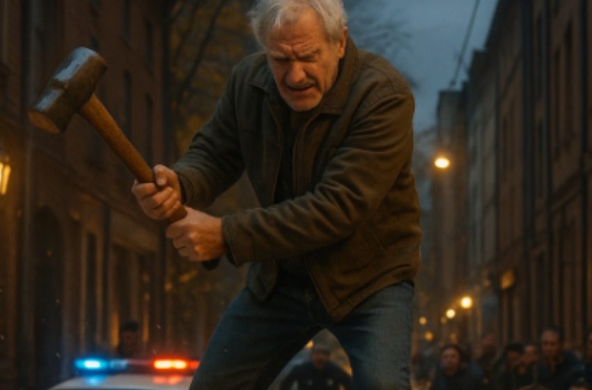  A man stood on the roof of a car, swinging a sledgehammer with all his strength, smashing it to pieces. But when the police arrived and learned the reason behind what had happened — they couldn’t hold back their tears