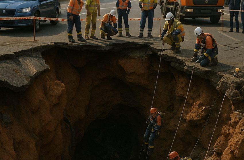  Part of a city highway suddenly collapsed in broad daylight — and when specialists descended into the crater, they discovered something that had been hidden underground for decades