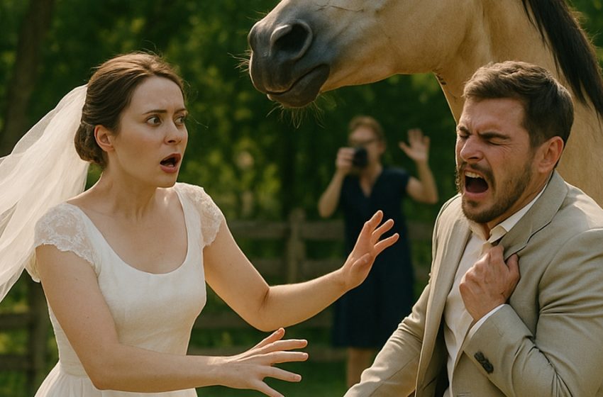  During a wedding photo shoot, my horse suddenly started neighing aggressively at my fiancé and then bit him. I thought she had gone crazy—but then I realized something