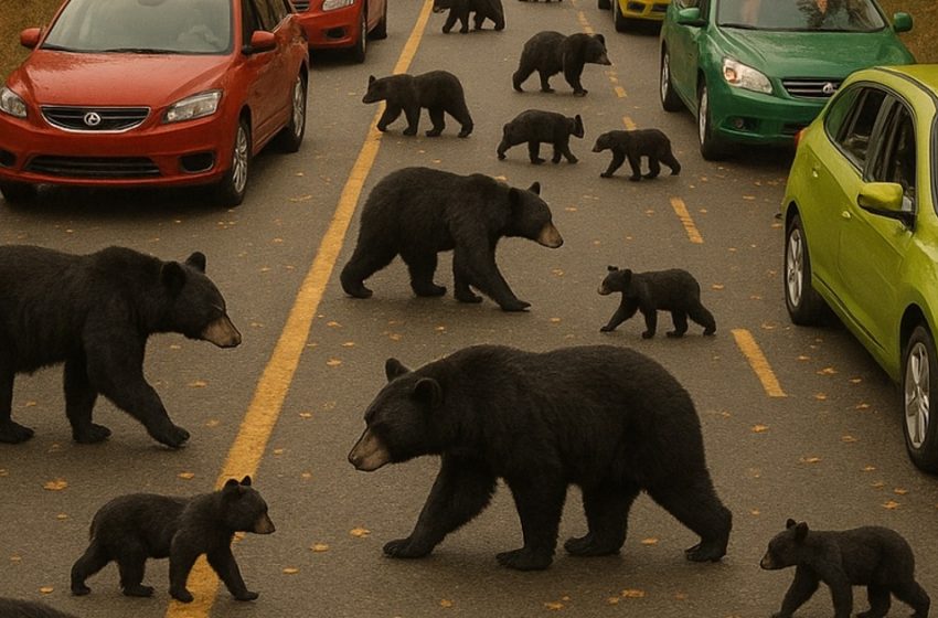  Dozens of bears stormed onto the highway, causing a massive traffic jam: people were shocked, unable to understand what was happening—until they learned the whole truth.