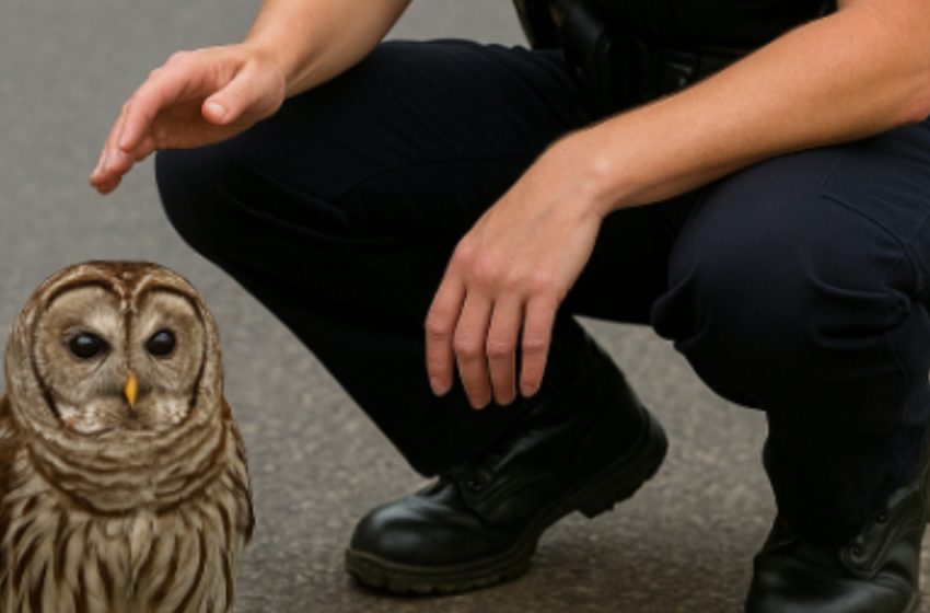  A tiny owl blocked the highway — and led police officers to something that left everyone absolutely breathless